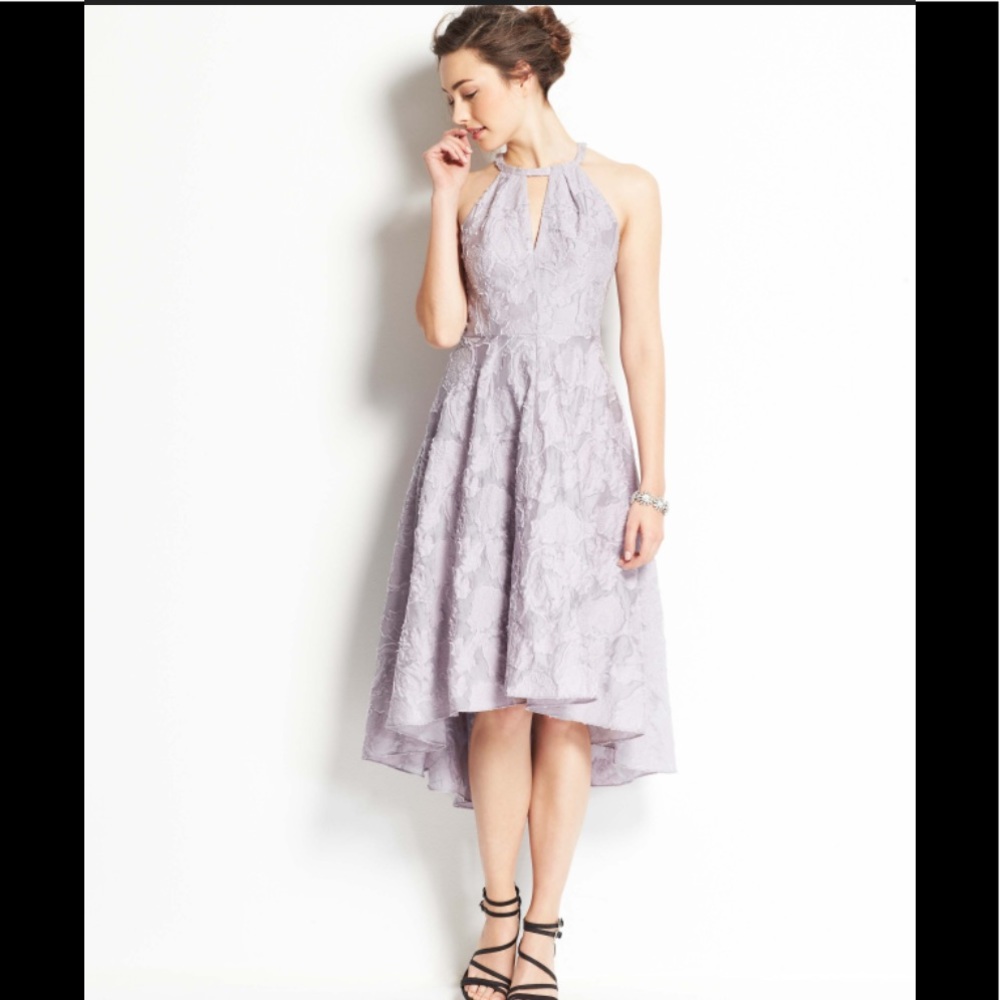 Ann Taylor Floral Jacquard High Low Hem Halter